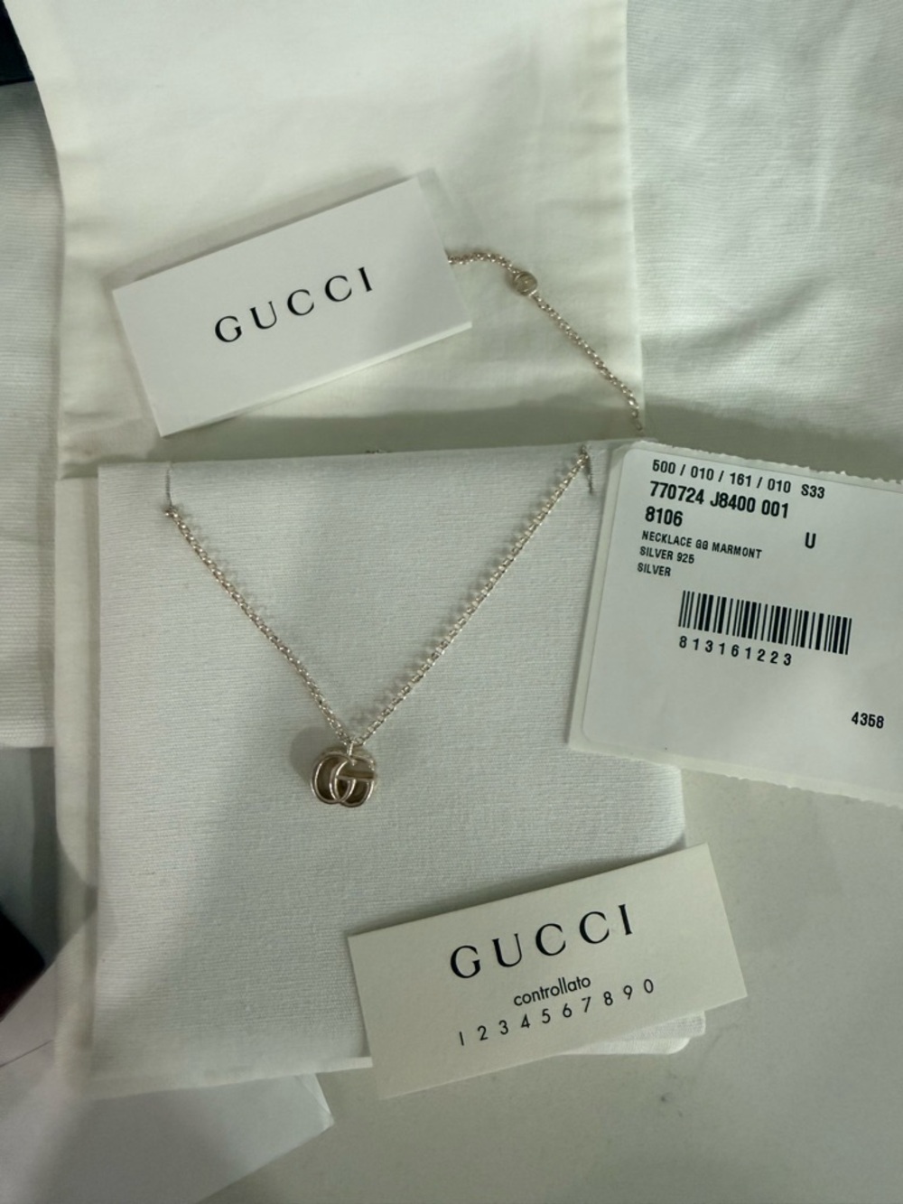 Gucci Silver Interlocking GG Pendant Necklace
